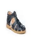 Made in Spain Classic Napa Leather Velcro Sandals Boys EU25-EU34 Navy Marino